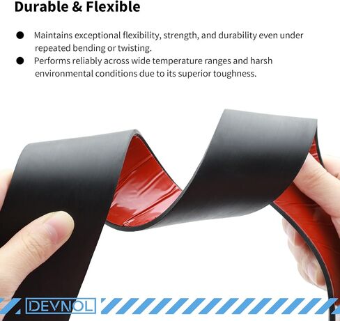 DEVNOL Self-Adhesive Neoprene Rubber Strips 1/8" Thick x 3" Wide x 12' Long, Sealing, Cushioning, Weather Stripping, Gaskets, and DIY Projects, Weatherproof in Saudi Arabia