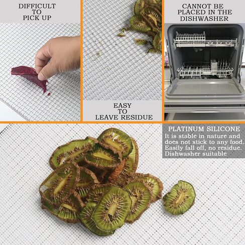 صفائح تجفيف السيليكون مقاس 14 × 21 بوصة 8 قطع، مادة سيليكون غذائية غير لاصقة، قابلة لإعادة الاستخدام وسهلة التنظيف. in Kuwait