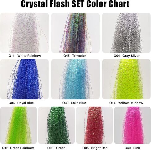 Aventik Fly Tying Materials Set 10 Colors Ripple Flashabou & Krystal Flash Fishing Lure Making Supplies for Flies Flash Fiber & Crystal Flash Set in Saudi Arabia
