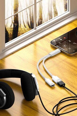 USB C to USB OTG Cable and Charger Adapter, 2-in-1 USB-C Splitter with 100W Fast Charging for iPhone 16/15 Series, iPad, MacBook, Galaxy S24/S23 and More (White) in Saudi Arabia
