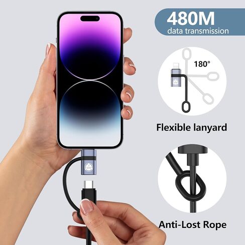 USB C to Lig-htn-ing Cable Adapter,Support PD30W Fast Charging Compatible with Phone Pad AirP-ods,with Anti-Lost Holder - 2 Pack，It Does not Support OTG or Headphones。 in Saudi Arabia