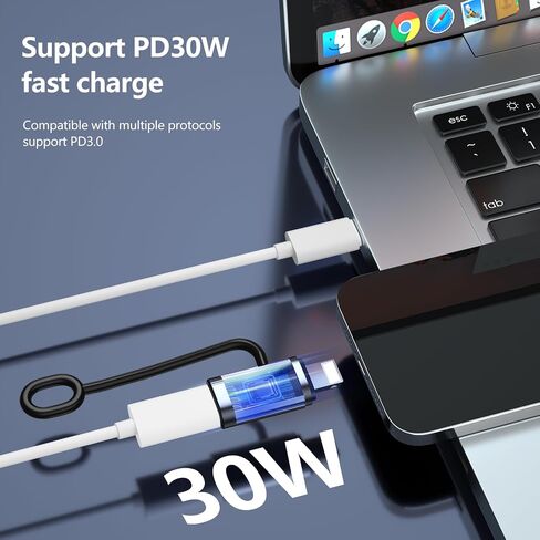 USB C to Lig-htn-ing Cable Adapter,Support PD30W Fast Charging Compatible with Phone Pad AirP-ods,with Anti-Lost Holder - 2 Pack，It Does not Support OTG or Headphones。 in Saudi Arabia