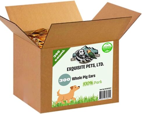 100-Pack of Roasted Pig Ears for Dogs-Bulk All Natural, Brazilian Single-Ingredient Chews! Safe & Digestible-Full-Size Ears! Cleans Teeth & Gums. Aggressive Chewers. Treats for Dogs in Saudi Arabia