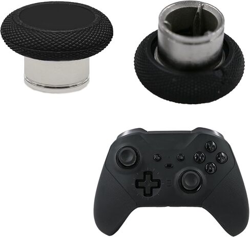 2 Pcs Metal Short Thumbsticks Replacement for Xbox Elite Series 2 Controllers,Short Concave Magnetic Analog Joysticks for Xbox Elite Series 2 Core Standard Height Thumbsticks(Black) in Saudi Arabia