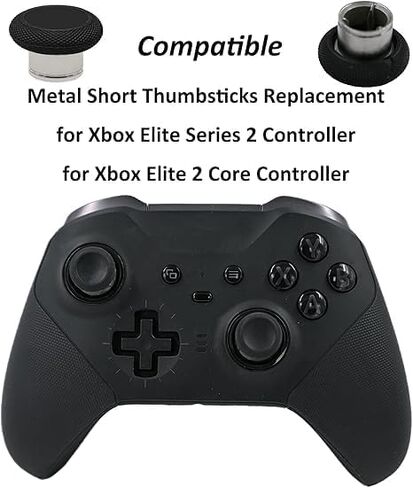 2 Pcs Metal Short Thumbsticks Replacement for Xbox Elite Series 2 Controllers,Short Concave Magnetic Analog Joysticks for Xbox Elite Series 2 Core Standard Height Thumbsticks(Black) in Saudi Arabia