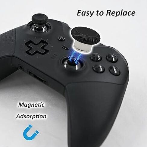 2 Pcs Metal Short Thumbsticks Replacement for Xbox Elite Series 2 Controllers,Short Concave Magnetic Analog Joysticks for Xbox Elite Series 2 Core Standard Height Thumbsticks(Black) in Saudi Arabia