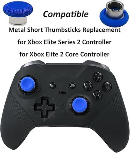 2 Pcs Metal Short Thumbsticks Replacement for Xbox Elite Series 2 Controllers,Short Concave Magnetic Analog Joysticks for Xbox Elite Series 2 Core Standard Height Thumbsticks(Black) in Saudi Arabia