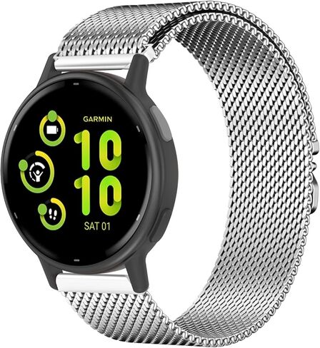 Mesh Metal 22mm Watch Bands Compatible with Garmin Venu 3/2/Forerunner 265/255,Stainless Steel Magnetic Loop Adjustable Quick Release Replacement Strap for Garmin Vivoactive 4 Women Men in Saudi Arabia
