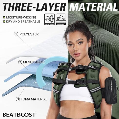 Weighted Vest for Women Men BeatBoost 5 10 15 20 25 30 lb Weight Vest with Ironsand for Walking Strength Training Running Workout in Kuwait