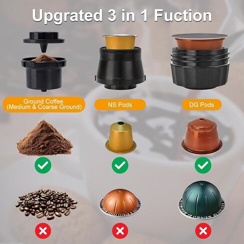 Portable Coffee Maker, 3-in-1 Portable Espresso Maker, Self-Heating Travel Coffee Maker Compatible with NS, DG Pods & Ground Coffee, 20 Bar Mini Espresso Machine for Camping, Hiking in Saudi Arabia