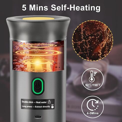 Portable Coffee Maker, 3-in-1 Portable Espresso Maker, Self-Heating Travel Coffee Maker Compatible with NS, DG Pods & Ground Coffee, 20 Bar Mini Espresso Machine for Camping, Hiking in Saudi Arabia