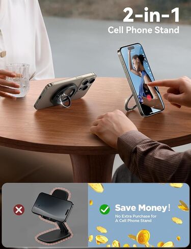 Joyroom for Magsafe Phone Grip [Finger Friends] [2025 Upgrade] حامل الحلقة المغناطيسية قبضة الهاتف الخليوي Stand Finger Finger Ring ، 360 ° Totate for iPhone 16 15 Pro in Kuwait