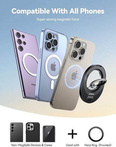 Joyroom for Magsafe Phone Grip [Finger Friends] [2025 Upgrade] حامل الحلقة المغناطيسية قبضة الهاتف الخليوي Stand Finger Finger Ring ، 360 ° Totate for iPhone 16 15 Pro in Kuwait