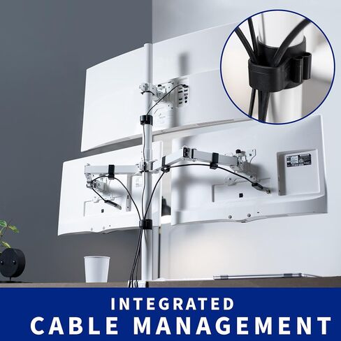 VIVO Triple LCD Monitor Desk Mount Stand Heavy Duty and Fully Adjustable, 3 Screens up to 30 inches, White STAND-V003TW in Saudi Arabia