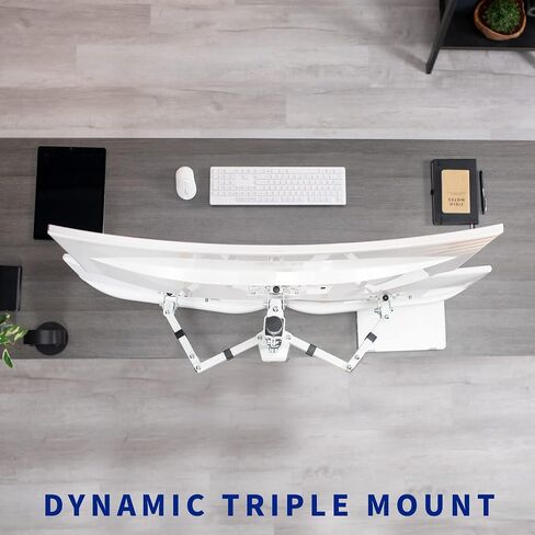 VIVO Triple LCD Monitor Desk Mount Stand Heavy Duty and Fully Adjustable, 3 Screens up to 30 inches, White STAND-V003TW in Saudi Arabia