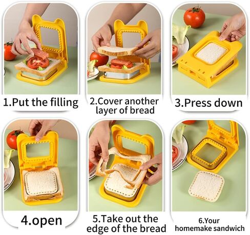 Sandwich Cutter and Sealer, Square Pocket Sandwiches Cutter Uncrustables Maker, Sandwich Cutters for kids love lunchables (Red) in Saudi Arabia