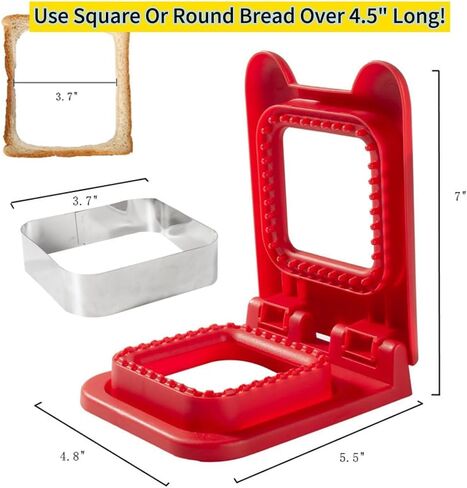 Sandwich Cutter and Sealer, Square Pocket Sandwiches Cutter Uncrustables Maker, Sandwich Cutters for kids love lunchables (Red) in Saudi Arabia
