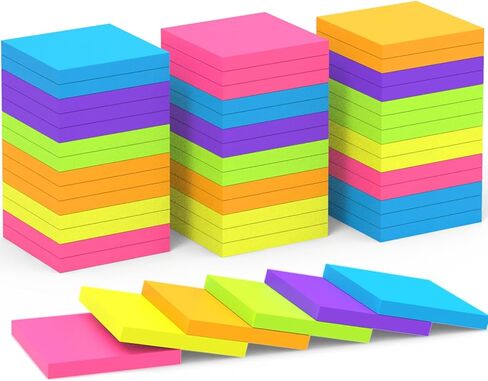 Sticky Notes 3x3 Inch, 24 Pads, 75 Sheets/Pad, Colorful Thick Paper Smooth Writing Easy to Stick & Remove, for Office, Home, School in Saudi Arabia