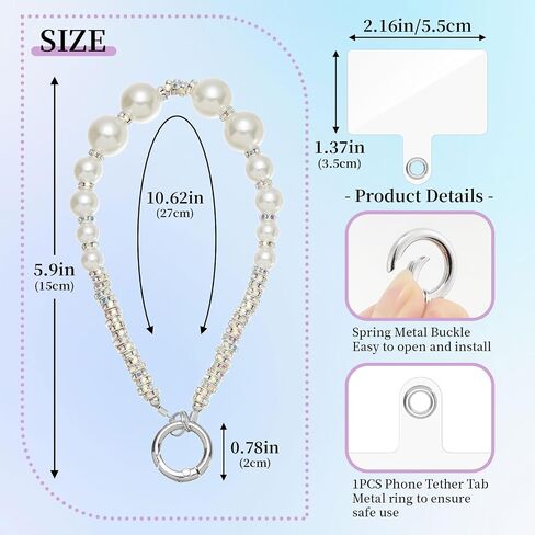 ZOOEASS Phone Wristlet Strap Beaded Phone Lanyard Anti Theft with Tether Tab Women Aesthetic Phone Charms for Wallet Keychain in Saudi Arabia