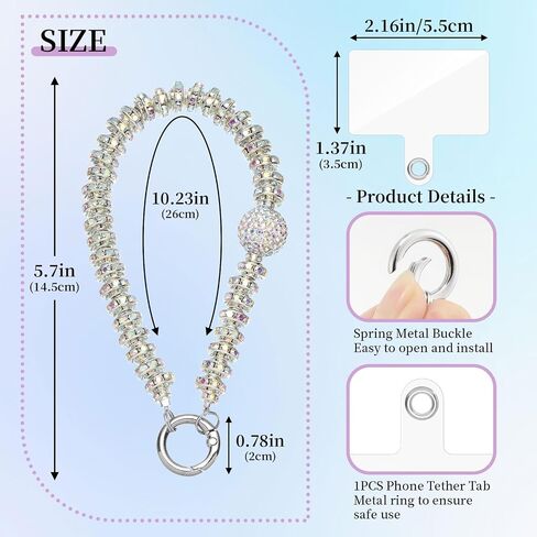 ZOOEASS Phone Wristlet Strap Beaded Phone Lanyard Anti Theft with Tether Tab Women Aesthetic Phone Charms for Wallet Keychain in Saudi Arabia