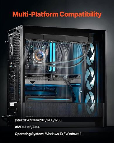 VEVOR CPU Liquid Cooler ، AIO CPU Water Cooler - 3 × 120 مم معجبي PWN ، مضخة و 2.1 '' شاشة LCD ، مروحة تبريد CPU أسود 2200PRM MAX 2200PRM ، متوافقة مع Intel 115x/1366/2011/1700/1200 ، AMD AM4/AM5 in Kuwait