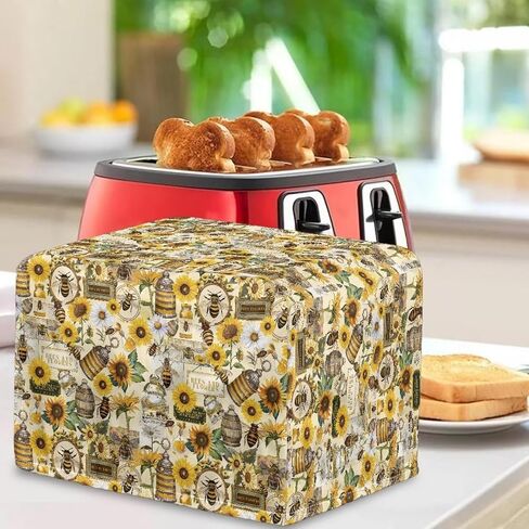 Sunflower Print Bread Maker Cover 4 Slice Wide Slot Wipeable Kitchen Small Appliance Covers Toaster Cover Portable Bread Machine Cover Kitchen Decor in Saudi Arabia