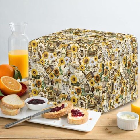 Sunflower Print Bread Maker Cover 4 Slice Wide Slot Wipeable Kitchen Small Appliance Covers Toaster Cover Portable Bread Machine Cover Kitchen Decor in Saudi Arabia