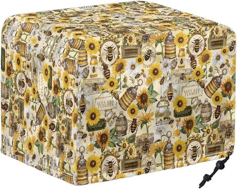 Sunflower Print Bread Maker Cover 4 Slice Wide Slot Wipeable Kitchen Small Appliance Covers Toaster Cover Portable Bread Machine Cover Kitchen Decor in Saudi Arabia