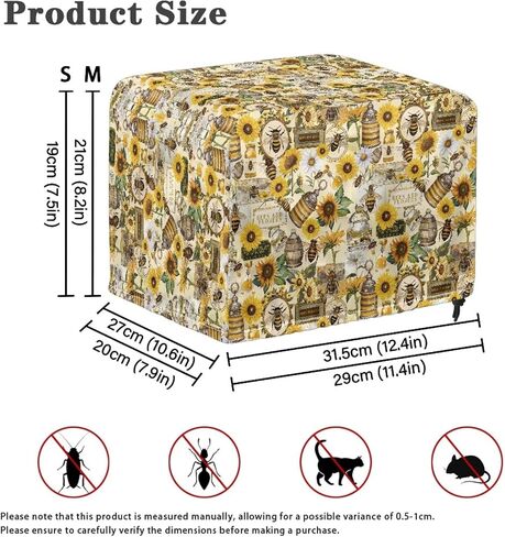 Sunflower Print Bread Maker Cover 4 Slice Wide Slot Wipeable Kitchen Small Appliance Covers Toaster Cover Portable Bread Machine Cover Kitchen Decor in Saudi Arabia