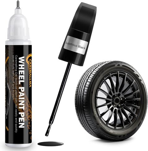 Black Rim Touch Up Paint,Car Wheel Paint for Rims Scratch Repair Remover Pen Kit 2 in 1,Wheel Touch Up Paint for Cars Quick and Easy Fix Rim Curb Rash Scuff (Black) in Saudi Arabia