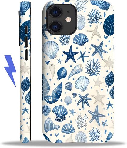 نمط الصدف الساحلي الصيفي لـ iPhone 16 Case ، [متوافق مع Magsafe] ، وحماية مقاومة للصدمات ، والتصميم الأزرق والأبيض (لـ iPhone 16) in Kuwait