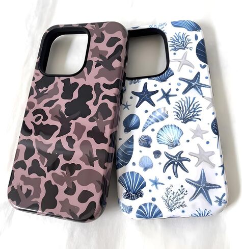 نمط الصدف الساحلي الصيفي لـ iPhone 16 Case ، [متوافق مع Magsafe] ، وحماية مقاومة للصدمات ، والتصميم الأزرق والأبيض (لـ iPhone 16) in Kuwait