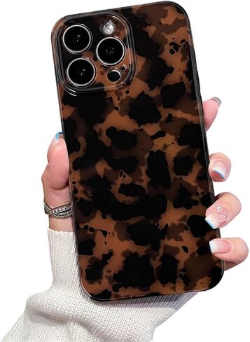 حالة هاتف لطيفة لـ iPhone 13 Case Amber Leopard Full Camera Protection Slim Slimbroof Perchprown Asthetic Brown Amber in Kuwait