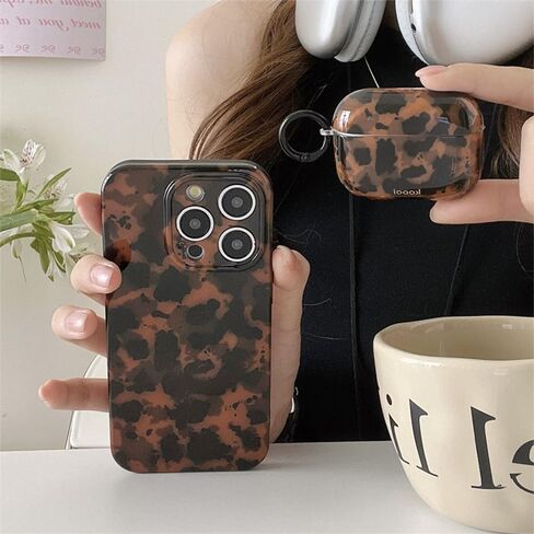 حالة هاتف لطيفة لـ iPhone 13 Case Amber Leopard Full Camera Protection Slim Slimbroof Perchprown Asthetic Brown Amber in Kuwait