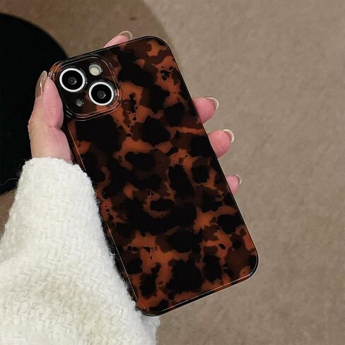 حالة هاتف لطيفة لـ iPhone 13 Case Amber Leopard Full Camera Protection Slim Slimbroof Perchprown Asthetic Brown Amber in Kuwait