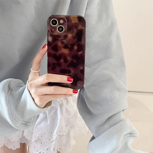حالة هاتف لطيفة لـ iPhone 13 Case Amber Leopard Full Camera Protection Slim Slimbroof Perchprown Asthetic Brown Amber in Kuwait