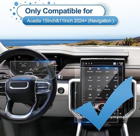 2024 2025 Acadia Screen Screen Protector for GMC Acadia (15inch Navi+11inch Dash) ، لعام 2025 Acadia Elevation/AT4/Denali ، 9H Glass 2025 Acadia Accessories HD Draypharent 15 "و 11" in Kuwait