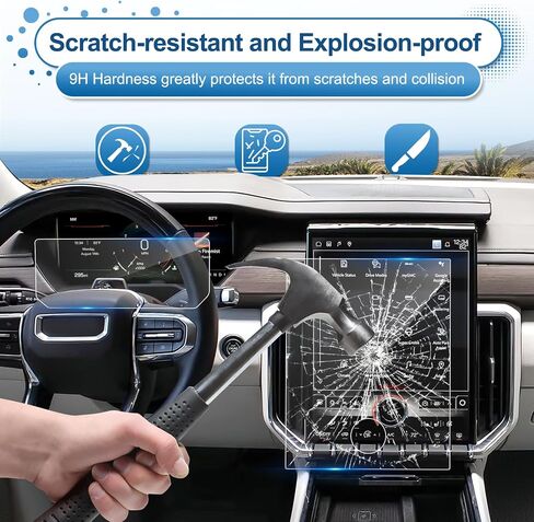 2024 2025 Acadia Screen Screen Protector for GMC Acadia (15inch Navi+11inch Dash) ، لعام 2025 Acadia Elevation/AT4/Denali ، 9H Glass 2025 Acadia Accessories HD Draypharent 15 "و 11" in Kuwait