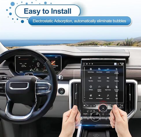 2024 2025 Acadia Screen Screen Protector for GMC Acadia (15inch Navi+11inch Dash) ، لعام 2025 Acadia Elevation/AT4/Denali ، 9H Glass 2025 Acadia Accessories HD Draypharent 15 "و 11" in Kuwait