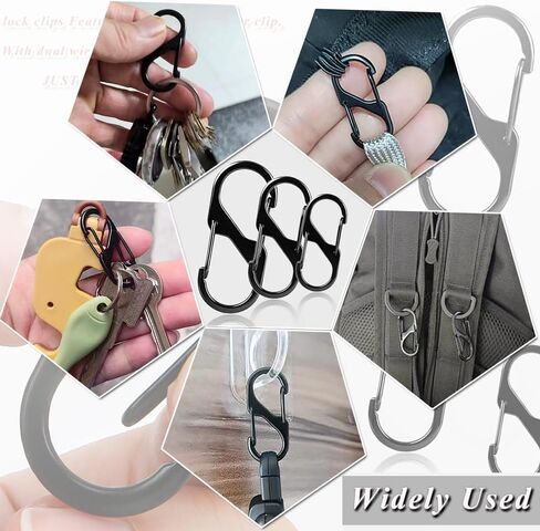 15PCS Zipper Lock Clips, Anti Theft Carabiner Clips for Backpack Luggage Quick Disconnect Zipper Lock Clips 3 Sizes Keychain Locking Clip Dual Wire Gate Clip for Traveling Outdoor (15pcs Black Set) in Saudi Arabia