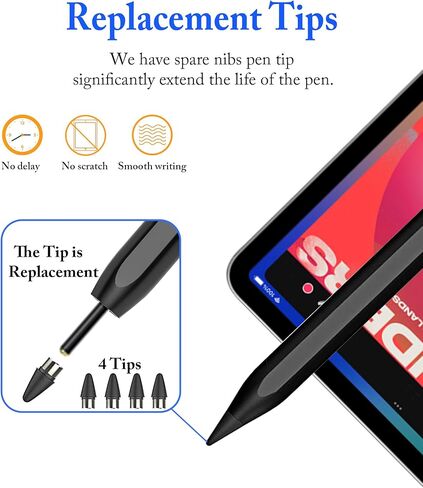Active Stylus Pens for Touch Screens, DOGAIN Pencil for Android, Rechargeable Tablet Pen POM Tip Magnetic iPad Pencil for iPad/Pro/Air/Mini/iPhone/iOS/Android and Other Touch Screen in Kuwait