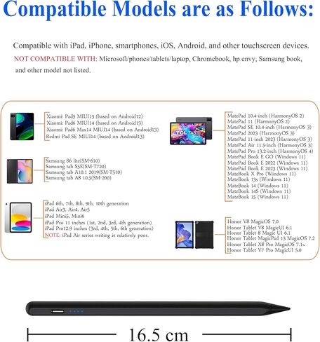 Active Stylus Pens for Touch Screens, DOGAIN Pencil for Android, Rechargeable Tablet Pen POM Tip Magnetic iPad Pencil for iPad/Pro/Air/Mini/iPhone/iOS/Android and Other Touch Screen in Kuwait