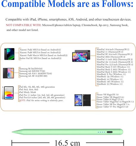 Active Stylus Pens for Touch Screens, DOGAIN Pencil for Android, Rechargeable Tablet Pen POM Tip Magnetic iPad Pencil for iPad/Pro/Air/Mini/iPhone/iOS/Android and Other Touch Screen in Saudi Arabia