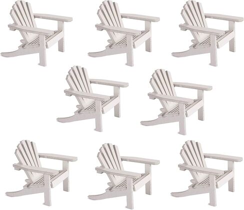 Wood Adirondack Miniature Chair - Wedding Cake Topper Mini Doll Furniture Top Decoration Favor Beach Theme, Great for Dollhouse (White, 4 Pack) in Saudi Arabia