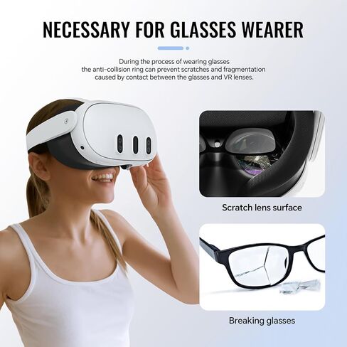 Hibloks Glasses Spacer for Oculus Quest 3S, Prevent Myopia Glasses and VR Lenses from Scratching. VR Protection Accessories with Silicone Anti-Scratch Ring and VR Universal Lens Protector Cover in Kuwait