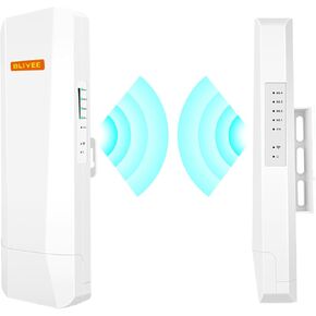 Gigabit Wireless Bridge, 5.8G Access Point to Point WiFi Bridge Outdoor 5KM Long Range | IP65 Waterproof | Plug and Play | 24V PoE Power Ideal for Surveillance Cameras, Barn, Shop, Warehouse