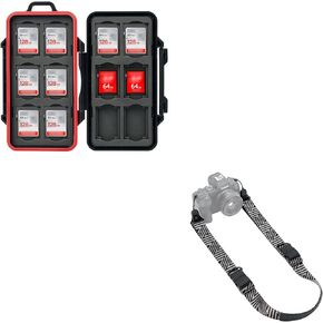 PROfezzion 36 Slot Memory Card Case SD/SDXC/SDHC & Micro SD/TF & CF/Cfast Card Holder + Deluxe DSLR Camera Neck Shoulder Strap w/Quick Release Buckle for Nikon