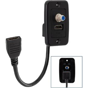 RecPro RV Cable TV Hookup Extender Coaxial Cable Connector and HDMI Wall Plate Pass Through | Does Not Convert Coax to HDMI