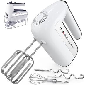 LINKChef Hand Mixer Electric, Handheld Mixers for Cake, Dough, Kitchen Baking, 5-Speed with Turbo & Eject Button, 6 Accessories with Beaters, Whisk, Dough Hooks, Storage Case
