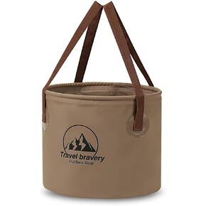 Outdoor Portable Folding Bucket, Picnic, Fishing Bucket, Water Bucket, Large Capacity Handheld Bucket, Suitable for Camping, Hiking, Water Filling, Vegetables and Fruits (Coffeecolour, 10L)